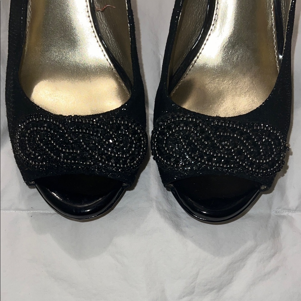 ANTONIO MELANI Black Beaded Slingback Heels - Picture 6 of 8